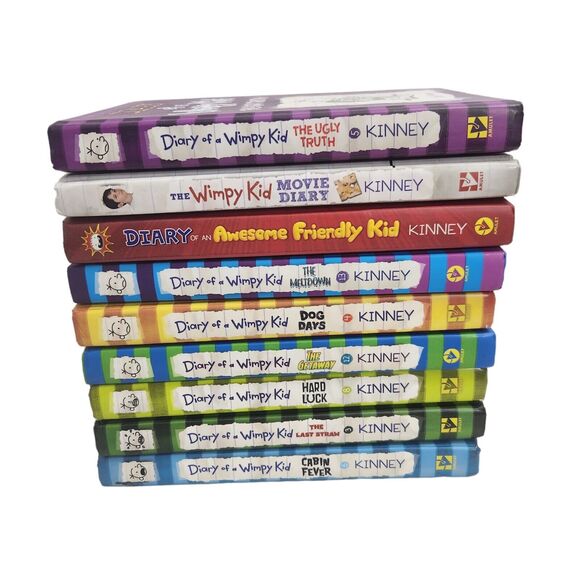 DIARY Of A WIMPY KID BOOKS LOT Of 9 HARDCOVER By JEFF KINNEY HB YA CLASSROOM - Picture 1 of 16
